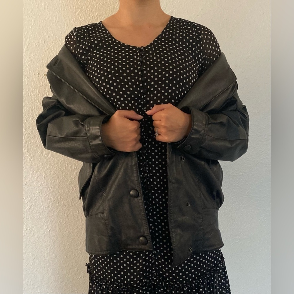 Wilson’s Men/ Women's Black Oversized Leather Jacket - Picture 8 of 10